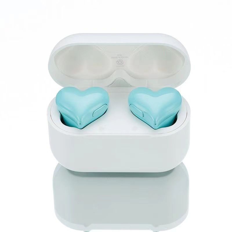 Heart shaped earphones, caring girl in ear wireless Bluetooth noise cancelling earphones