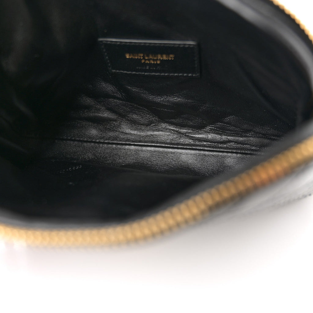 Patent Quilted Gaby Zipped Pouch Black
