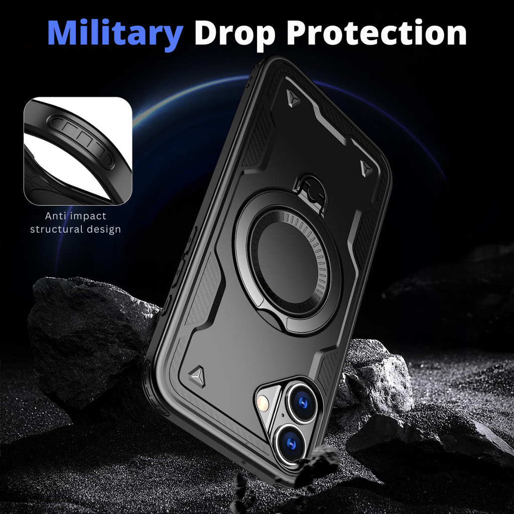 Entronix [Magnetic] Case Compatible with iPhone 16 Plus - Rugged Armor Gripstand