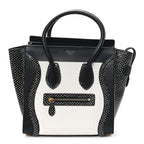 Polka Dot Snakeskin Smooth Calfskin Micro Luggage Black White