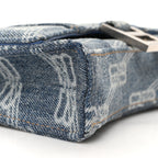 Denim BB Monogram Hourglass Chain Bag Blue
