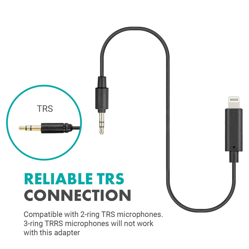 Movo IMA-4 TRS to Lightning Adapter - Compatible with iPhone and iOS Devices
