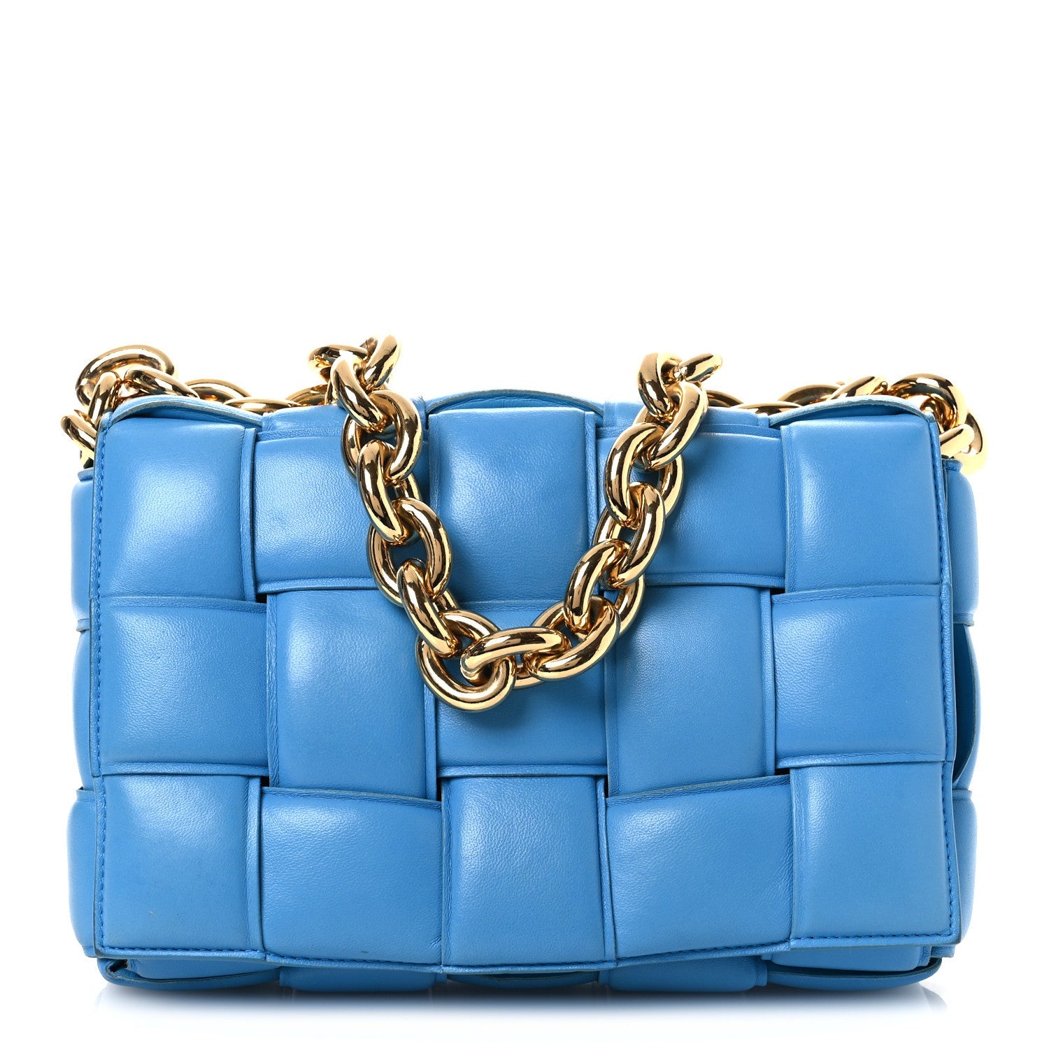 Lambskin Maxi Intrecciato Padded Chain Cassette Crossbody Bag Swimming Pool