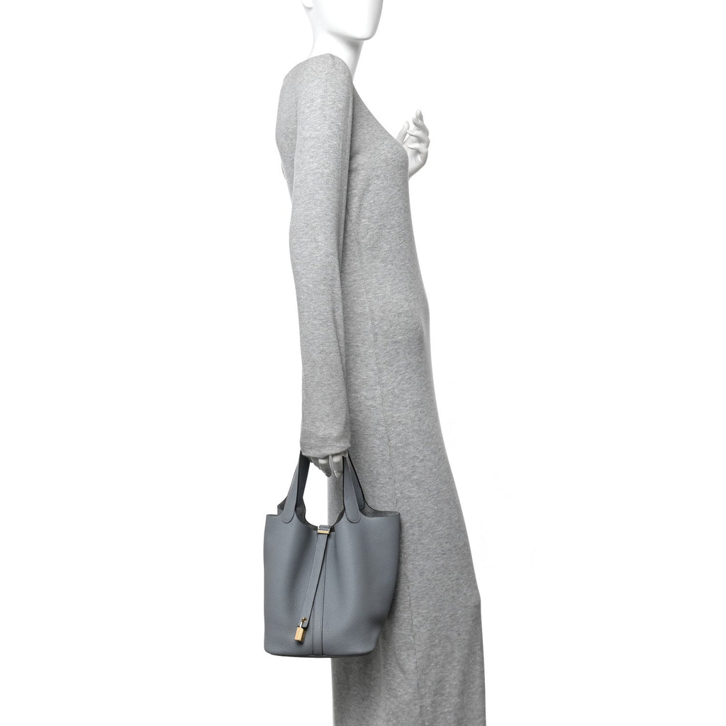 Taurillon Clemence Picotin Lock 22 MM Gris Pantin