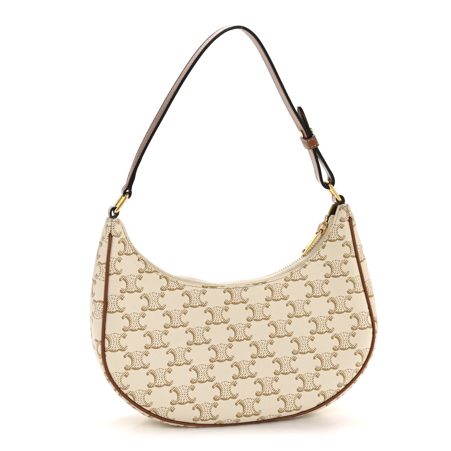 Canvas Calfskin Ava Triomphe Shoulder Bag White