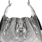 Metallic Caviar Quilted Small Chanel 25 Handbag Anthracite