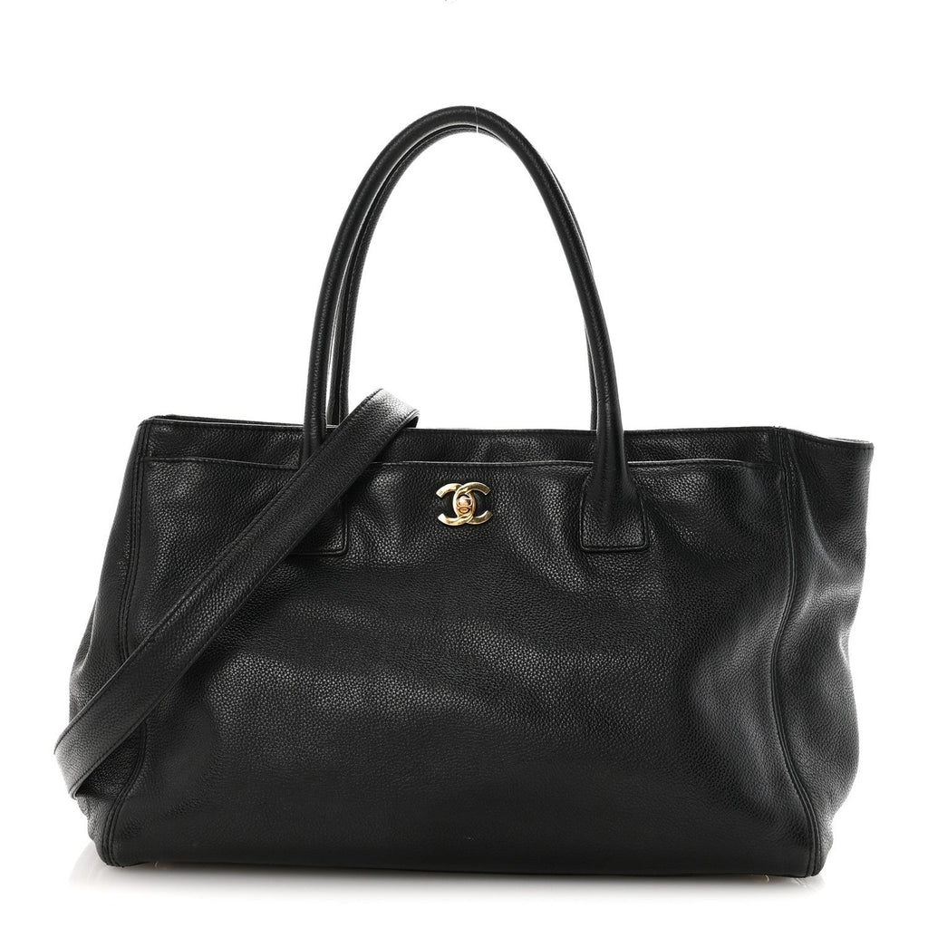 Calfskin Cerf Executive Shopper Tote Black