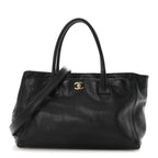 Calfskin Cerf Executive Shopper Tote Black