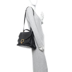 Calfskin Embossed Medium Margot Top Handle Satchel Black
