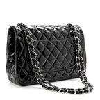 Patent Quilted Jumbo Double Flap Black