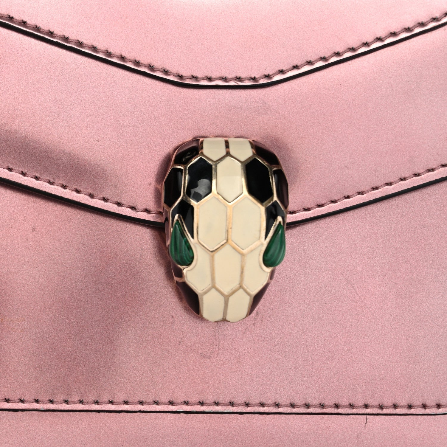 Metallic Calfskin Serpenti Forever Top Handle Rose Quartz