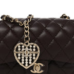 Lambskin Quilted Mini Double Flap With Hook Dark Brown