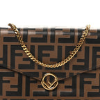 Vitello Soft F is Fendi Bi-Color FF 1974 Embossed Envelope Wallet On Chain with Pouches Maya Black