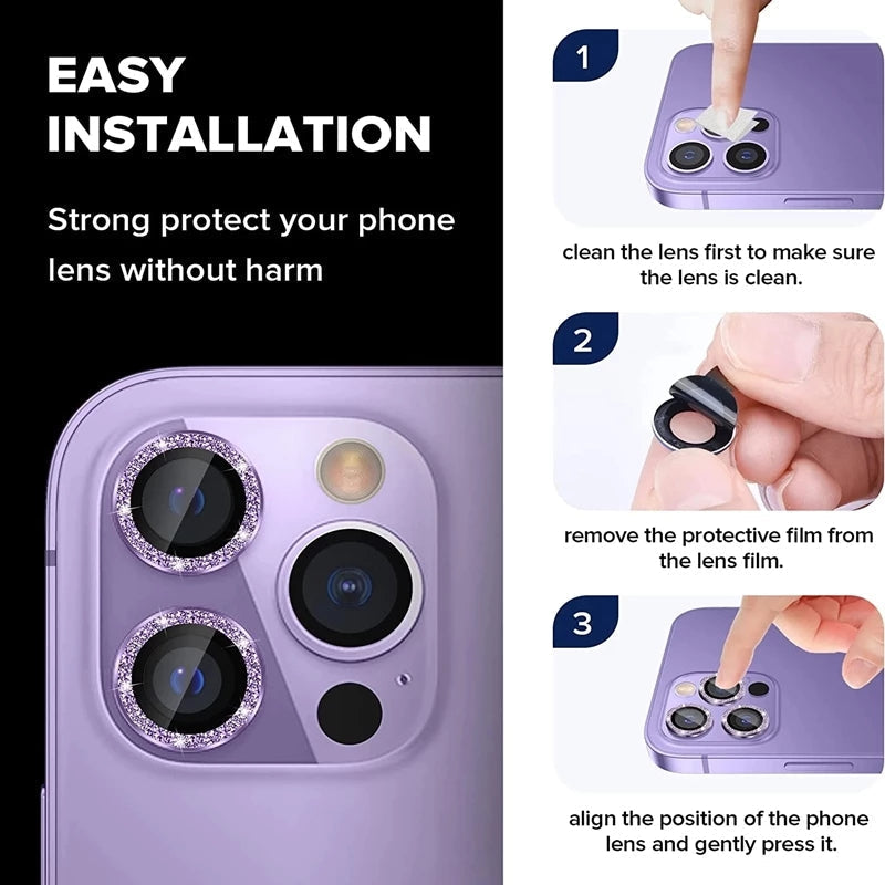 Entronix Camera Lens Protector Compatible with iPhone 16 Pro/16 Pro Max - Luxury Diamond Metal Cover
