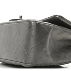 Metallic Lambskin Quilted Mini Rectangular Flap  Dark Grey