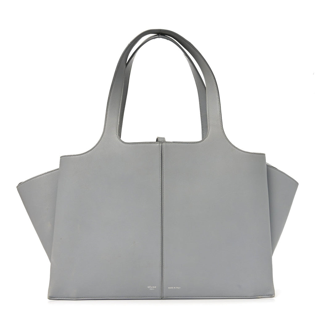 Smooth Calfskin Medium Tri-Fold Bag Pearl Grey
