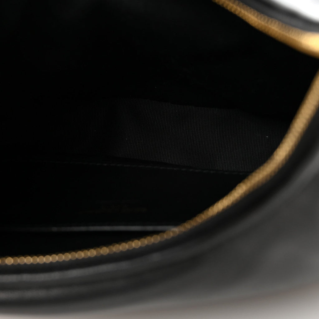 Plunged Lambskin Calypso Mini Hobo Black