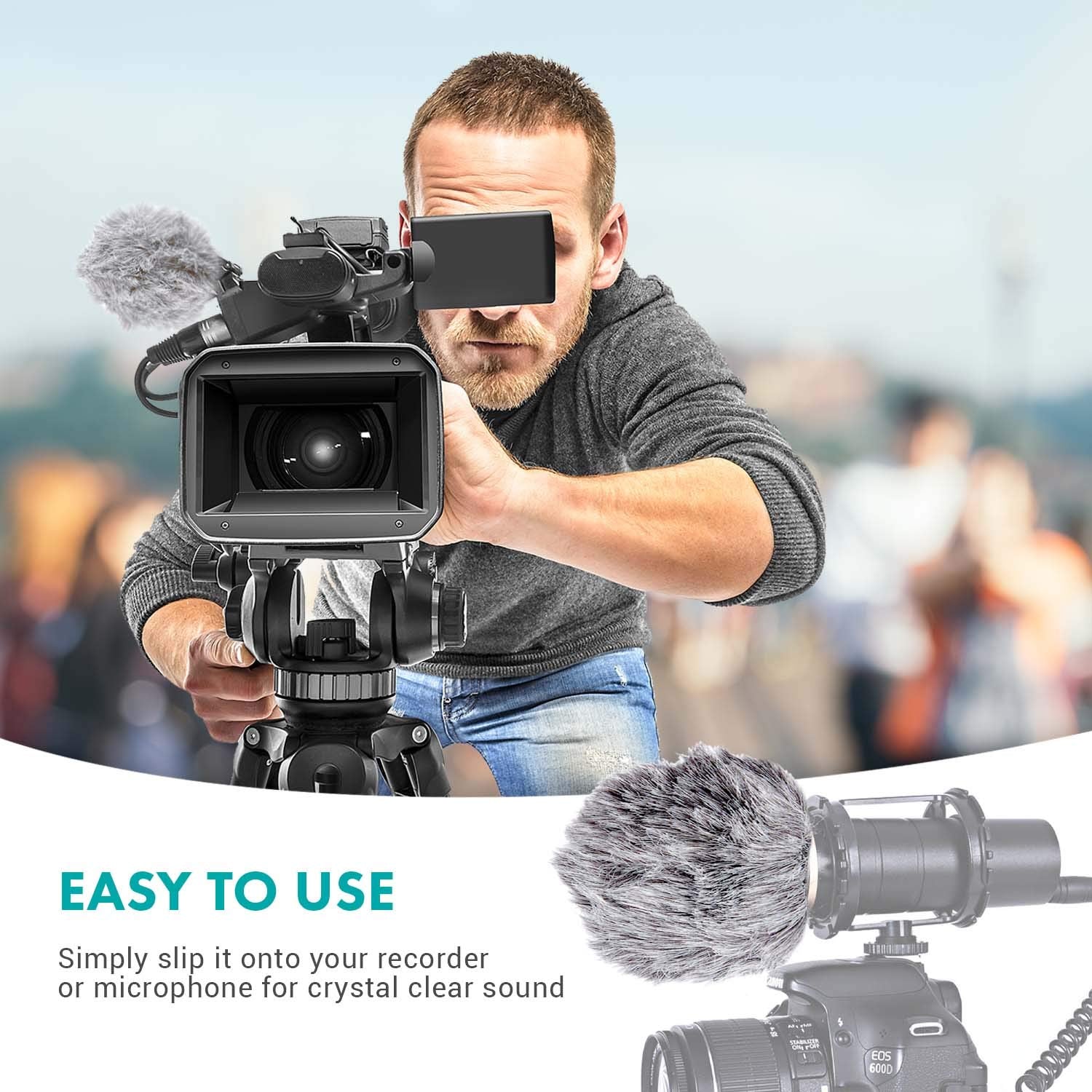 Movo WS1 Furry Outdoor Small Mic Windscreen Muff