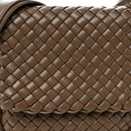 Nappa Intreccio Mini Cobble Shoulder Bag Taupe Grey