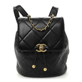 Lambskin Quilted Logo Mini Backpack Black