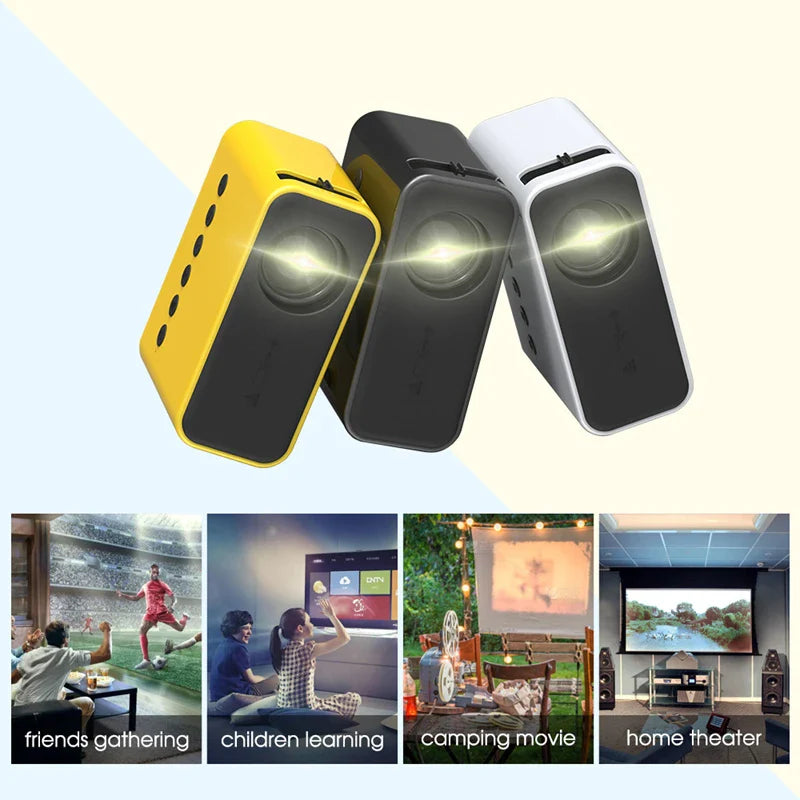 Mini Projector Portable Home Projector 8K HD Projector, Indoor Entertainment Game Theatre - Black