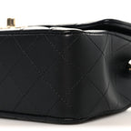 Lambskin Quilted Mini Rectangular Flap Black
