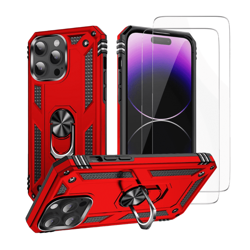 Entronix Bundle Compatible with iPhone 16 Pro - Guard Gripstand Case & 2 Clear Screen Protectors