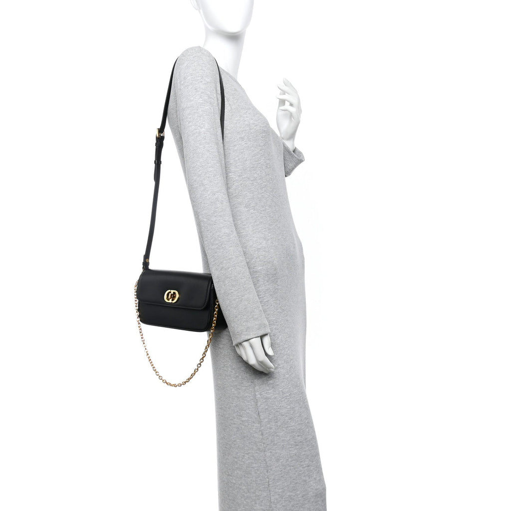 Box Calfskin 30 Montaigne Avenue East West Mini Bag Black