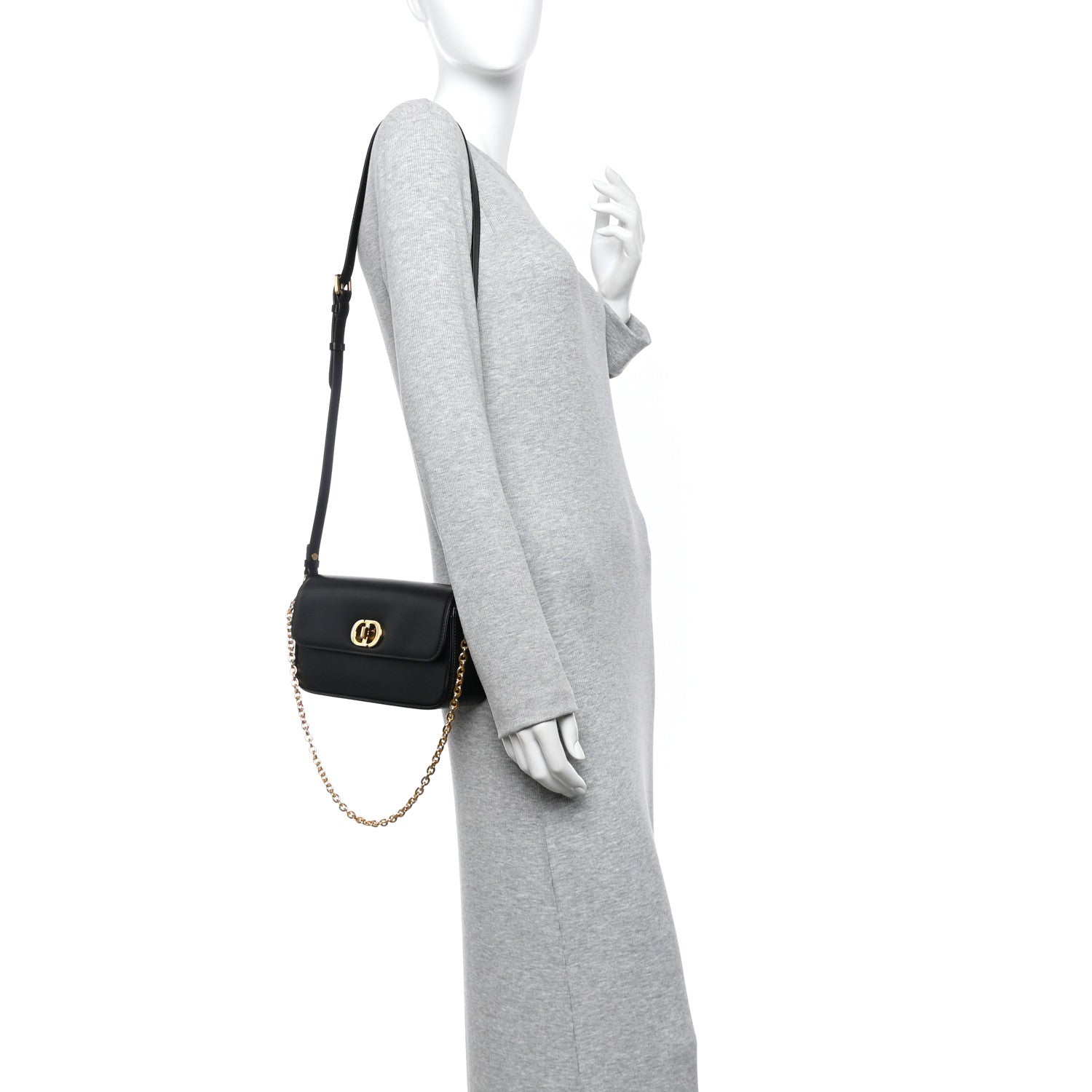 Box Calfskin 30 Montaigne Avenue East West Mini Bag Black