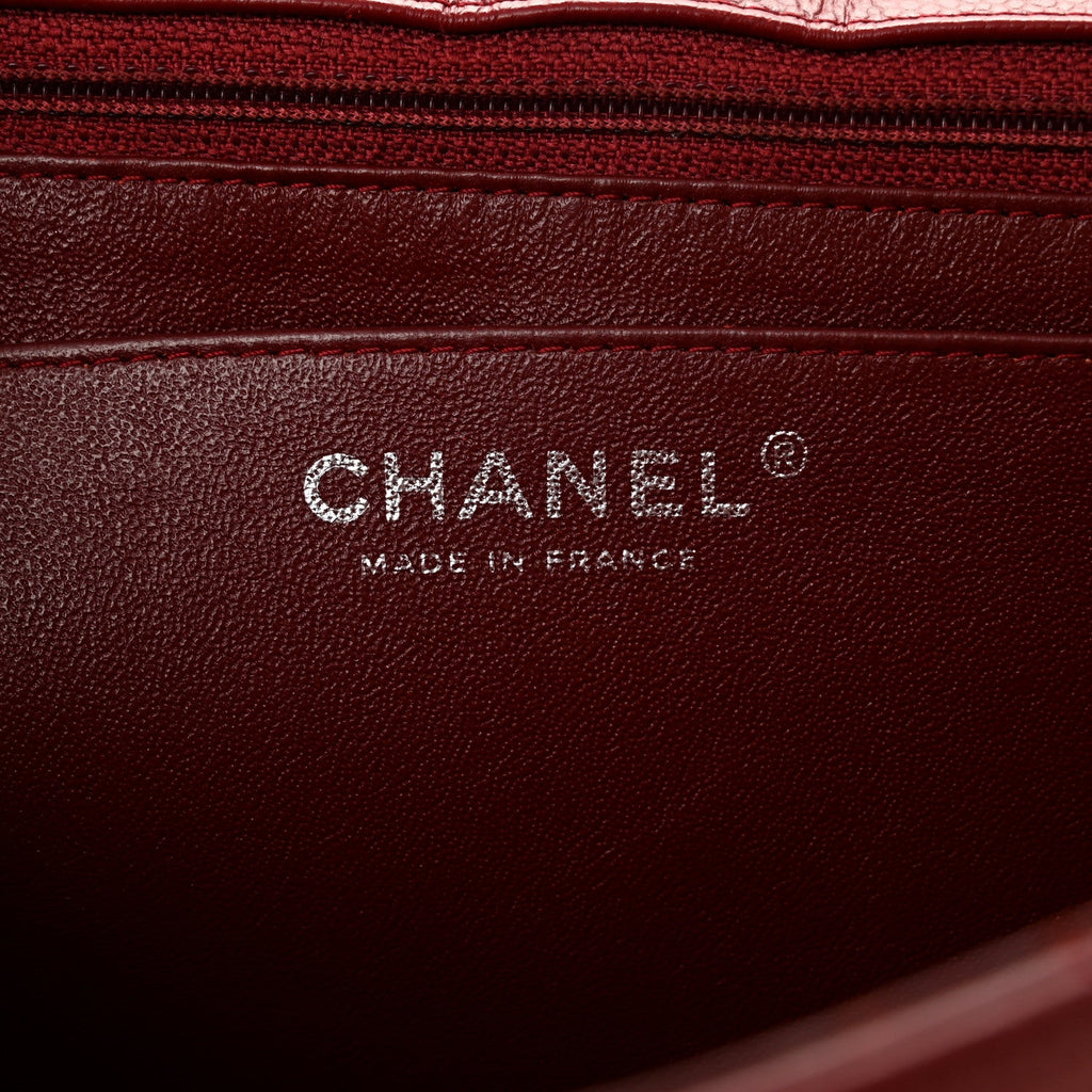 Caviar Quilted Jumbo Single Flap Dark Red