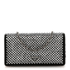 Satin Crystal Metal Triangle Logo Mini Crossbody Bag Cristal