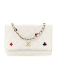 Caviar Quilted Enamel Coco Casino Wallet On Chain WOC White