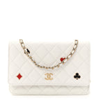 Caviar Quilted Enamel Coco Casino Wallet On Chain WOC White