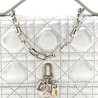 Iridescent Metallic Lambskin Cannage Mini My Dior Bag Silver