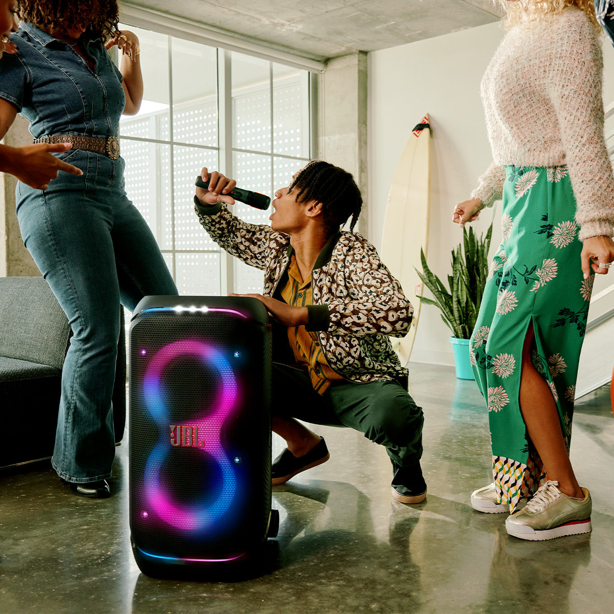 JBL PartyBox Club 120 Portable Party Speaker Bundle with Wireless Microphone System (White)