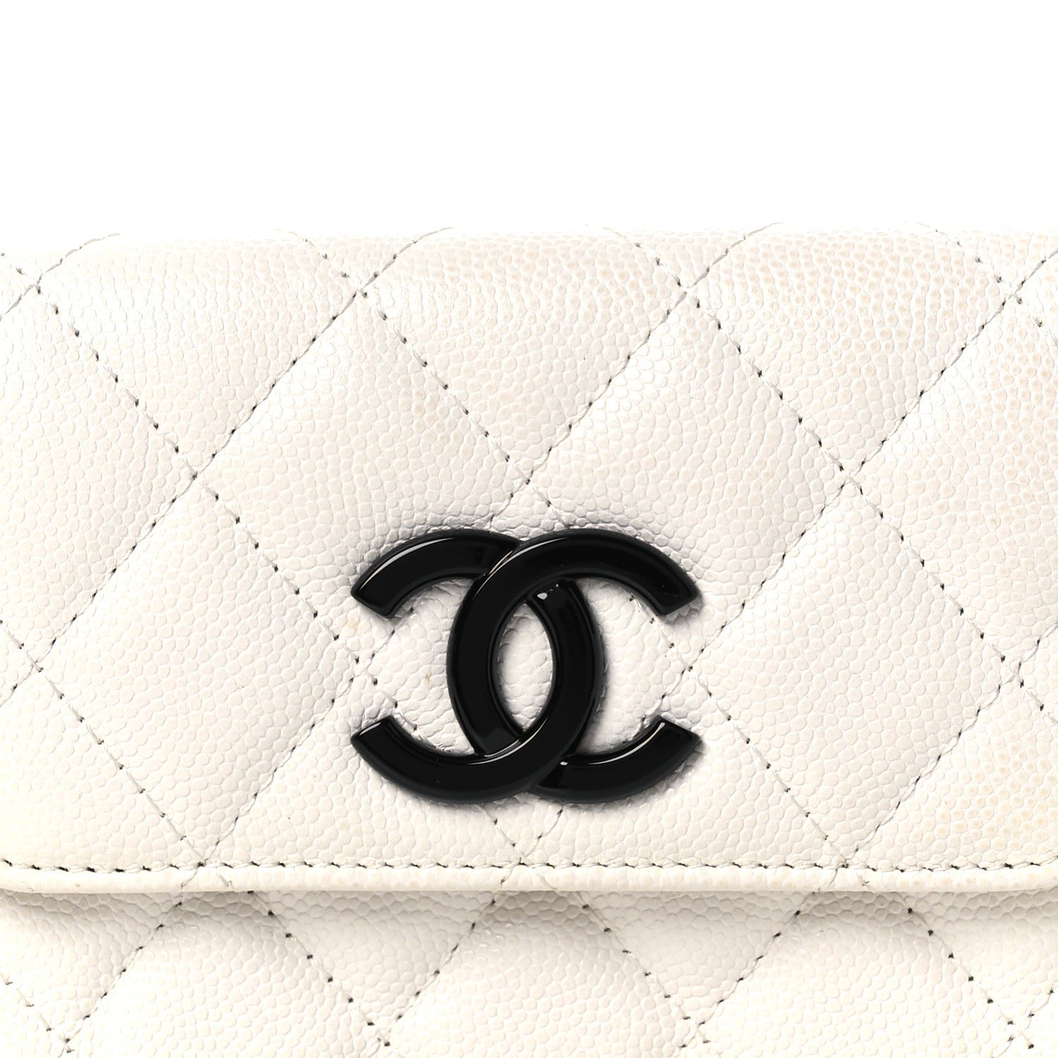 Caviar Quilted My Everything Belt Flap Card Holder White