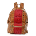 Visetos Medium Stark Logo Stripe Backpack Cognac Red