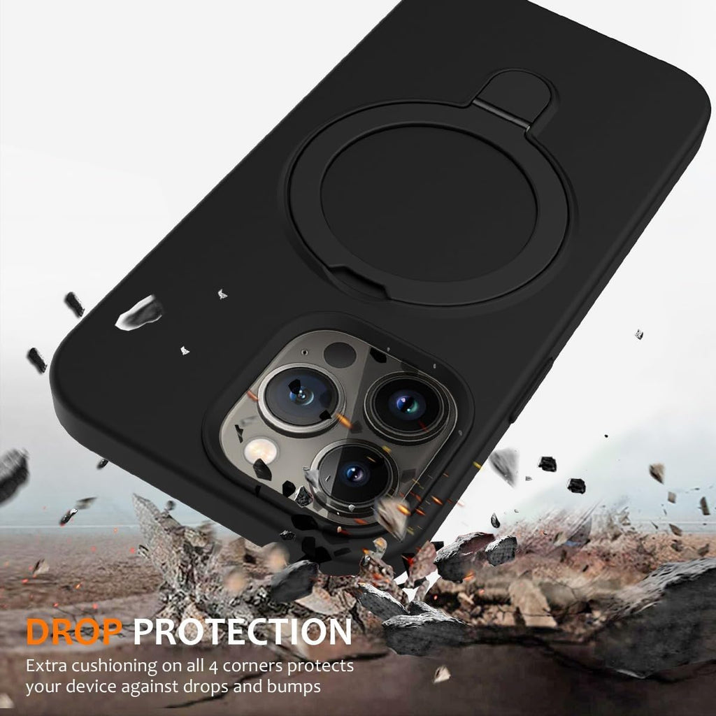 Entronix [Magnetic] Case Compatible with iPhone 16 Pro - Soft-Touch Liquid Silicone Gripstand