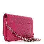 Lambskin Quilted Wallet On Chain WOC Dark Pink