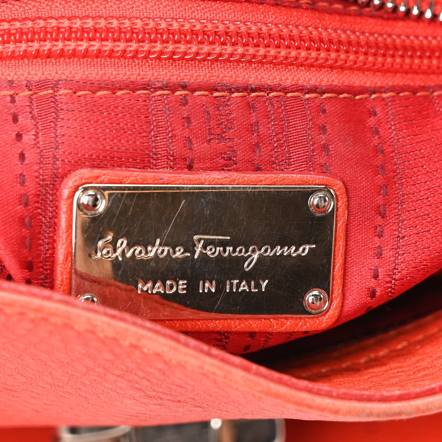Grained Calfskin Large Sofia Satchel Sunset
