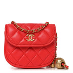 Lambskin Quilted Pearl Crush Waist Bag Red