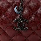 Caviar Quilted City Shopping Tote Dark Red