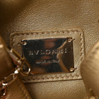 Metallic Calfskin Mesh Long Chain Bucket Bag Gold