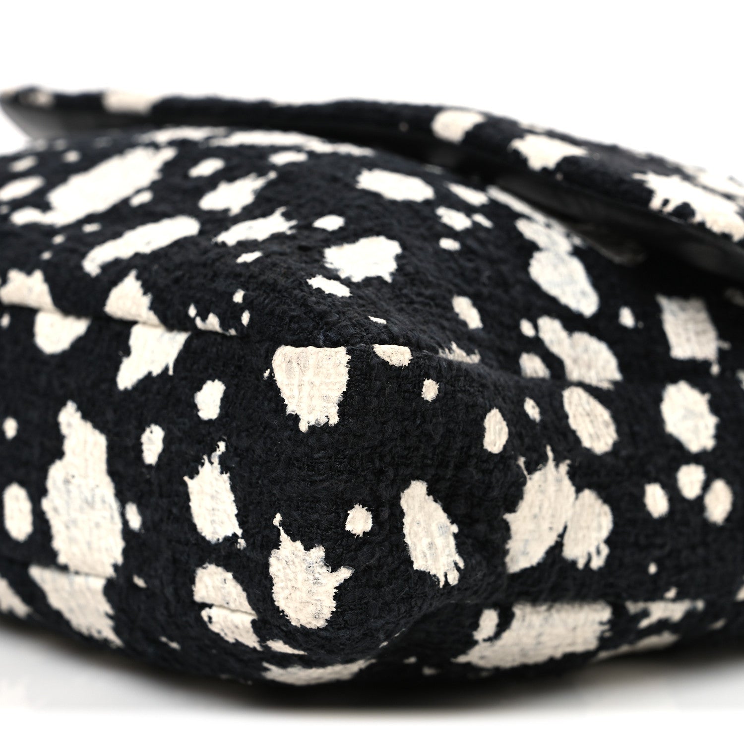 Tweed Paint Splatter Print Flap Black White