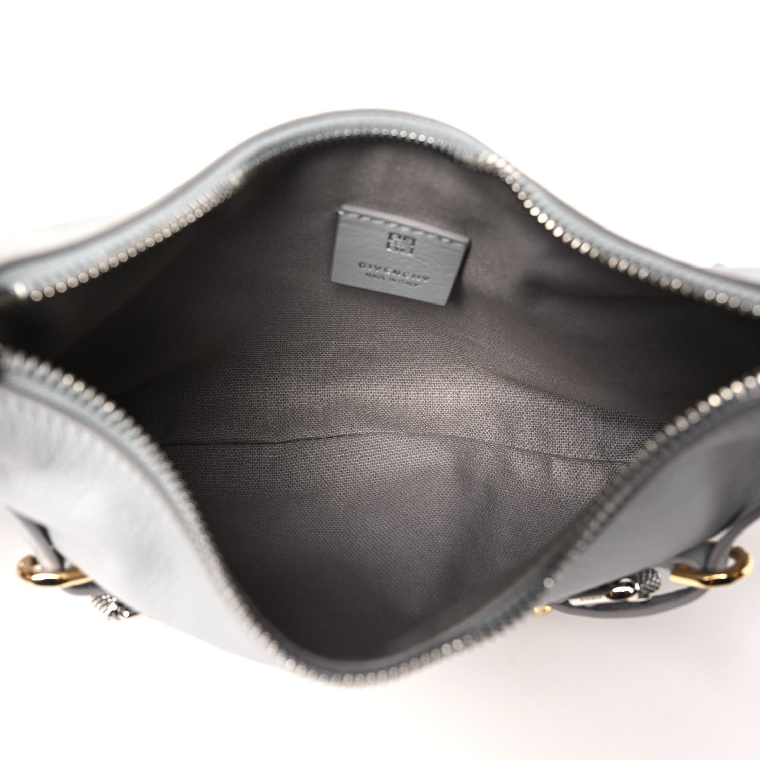 Tumbled Calfskin Mini Voyou Boyfriend Party Bag Light Grey