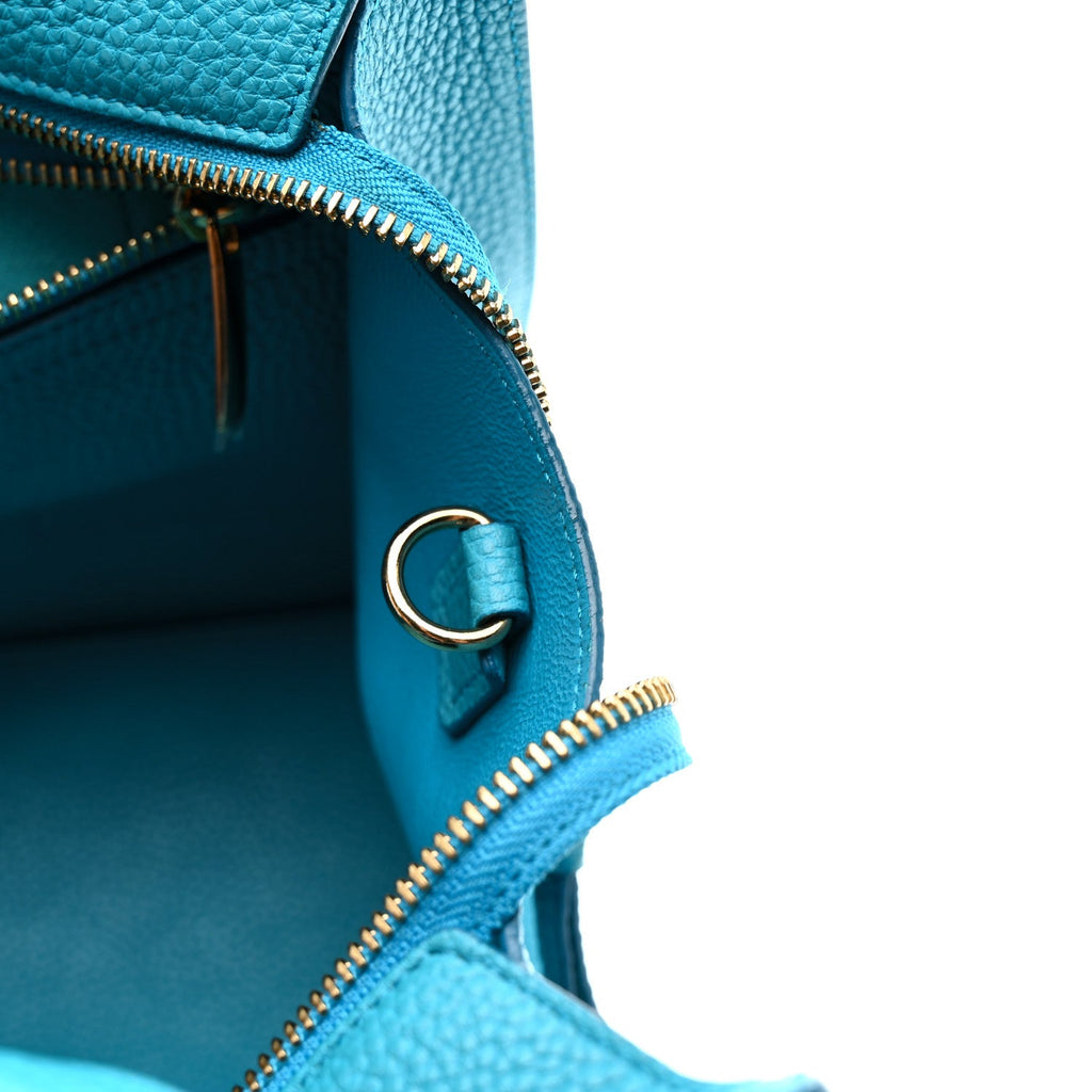 Hammered Calfskin Double Handle Small Amy Tote Turquoise
