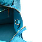 Hammered Calfskin Double Handle Small Amy Tote Turquoise