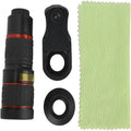 Mobile Phone Attachment Lens, Mobile Zoom Lens, Mobile Camera and Accessories, 20X, Smartphone and Tablet Long Focus Telephoto with Clip, Black