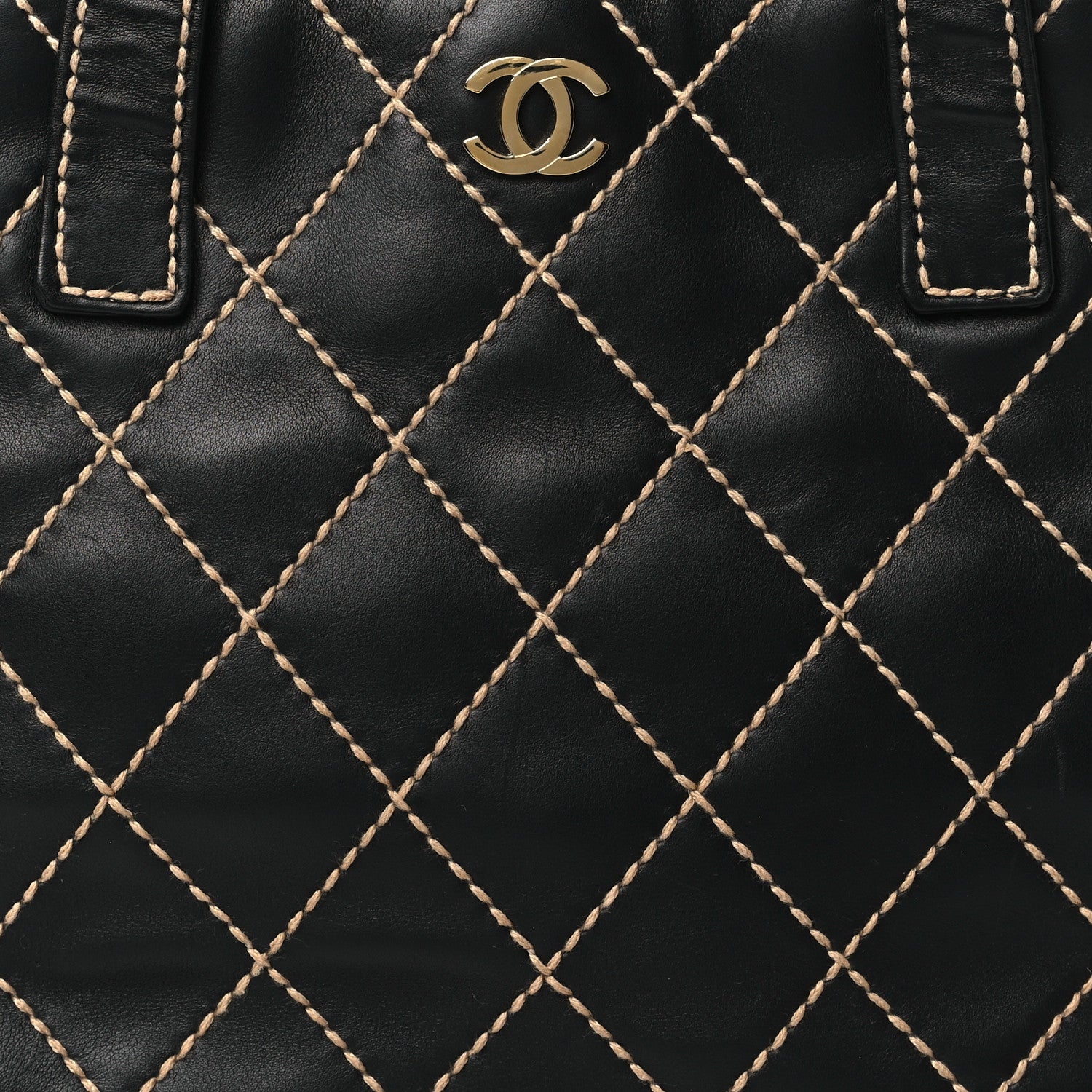 Calfskin Stitch Small Surpique Tote Black