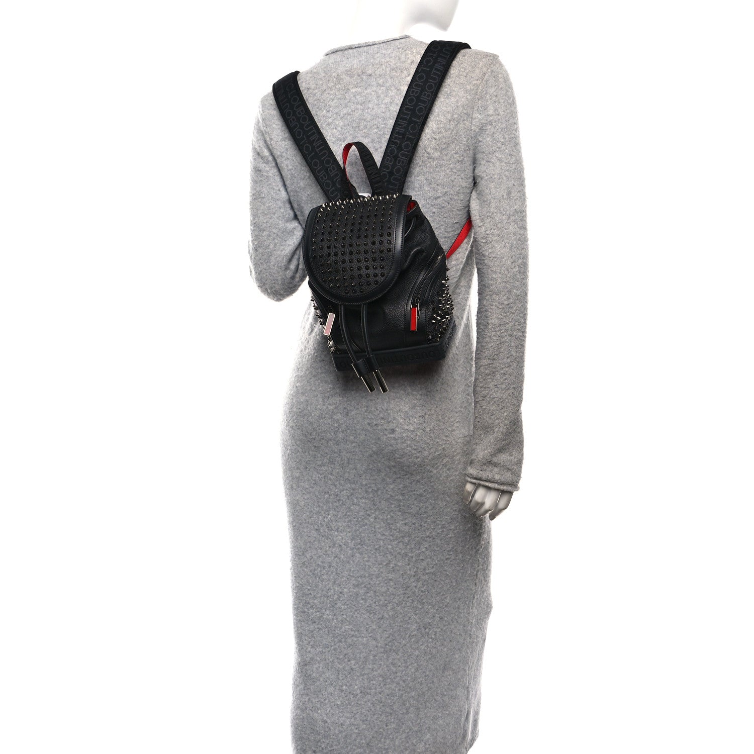 Calfskin Spiked Small Explorafunk Backpack Black